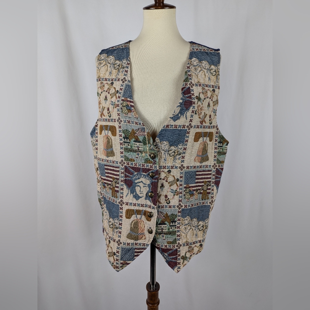 JK America Needlepoint Embroidery USA Vest Americana 4th of July Patriotic 14/16